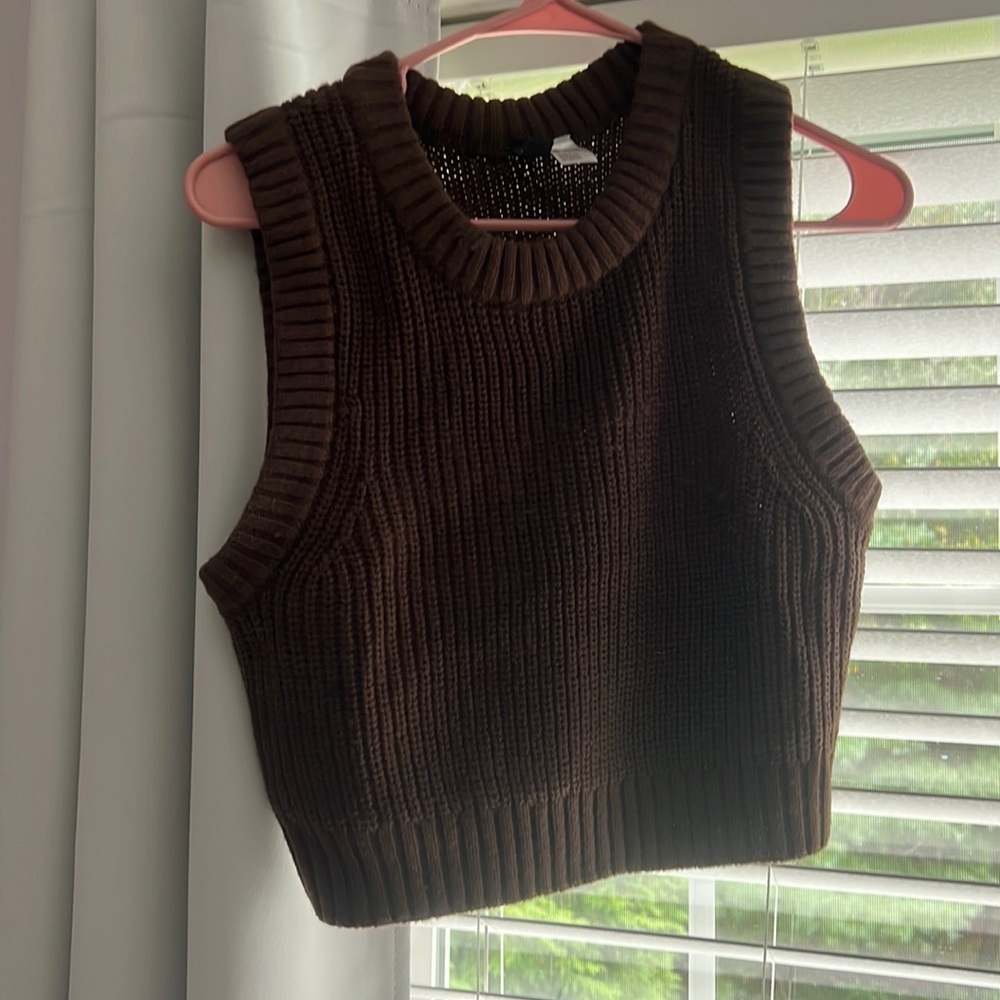 Brown cropped sweater vest